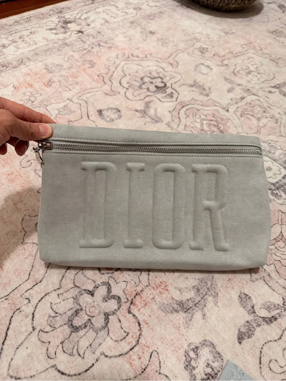 Dior Beauty Embossed Faux Suede Zip Clutch Pochette
